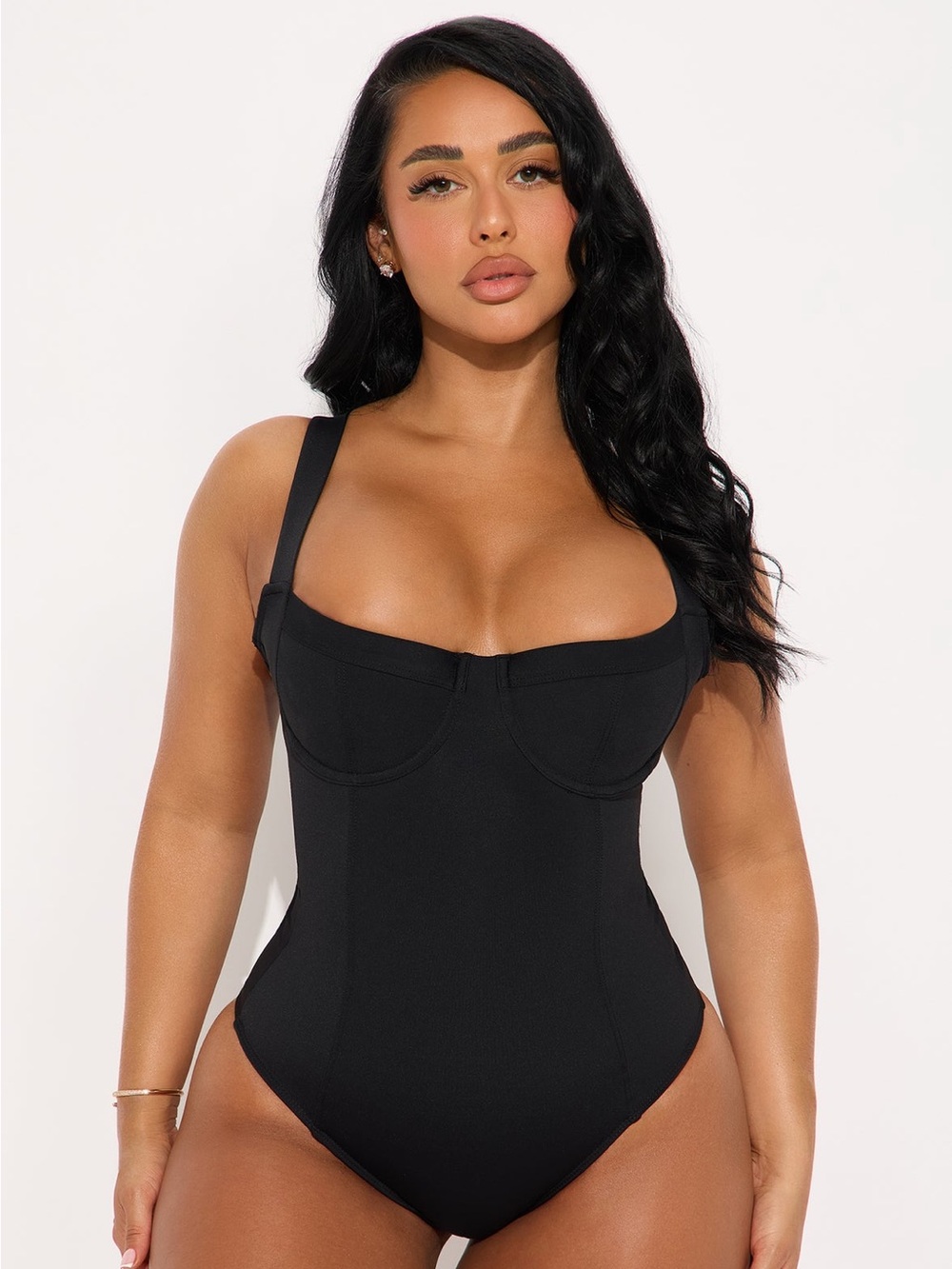 Fashion Nova Black One-Piece Swimsuit with Underwire